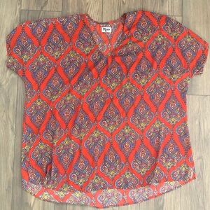 Show Me Your Mumu Tunic Oversized Red Paisley Mini Dress Swimsuit Cover Sz S